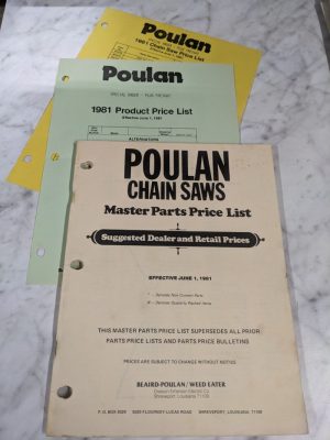 Poulan Chain Saws Dealer Master Parts Price List June 1981 Retail Suggested