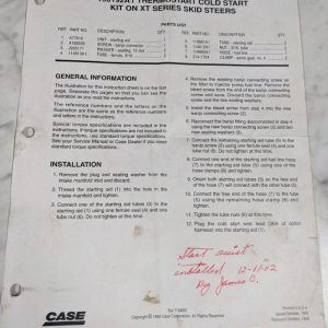 Case Installation Instruction Manual 190192A1 Thermostart Cold Start On Xt Skid