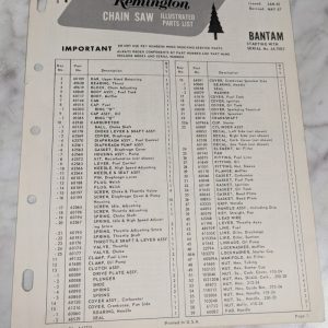 Oem Remington Illustrated Parts List Manual Chain Saw Cs 2-01 1965 Bantam Ja7082