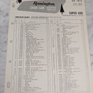 Oem Remington Illustrated Parts List Manual Chain Saw Cs-13-2 1967 Super 660 Hf
