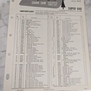 Oem Remington Illustrated Parts List Manual Chain Saw Cs-13-3 1968 Super 660 Hl