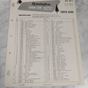 Oem Remington Illustrated Parts List Manual Chain Saw Cs-15-1 1967 Super 660G