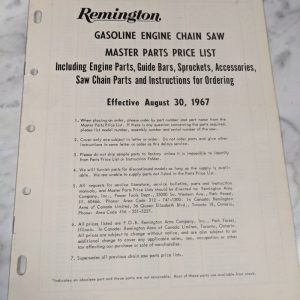 Remington Gasoline Engine Chain Saws Master Parts Price List 1967 Dealer Sales