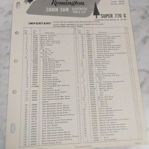 Oem Remington Illustrated Parts List Manual Chain Saw Cs-16-1 Super 770G 1967Gd
