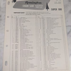 Oem Remington Illustrated Parts List Manual Chain Saw Cs 19 Super 990 1967