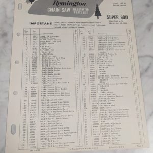 Oem Remington Illustrated Parts List Manual Chain Saw Cs 19-1 Super 990 1967 Hf