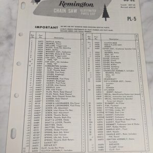 Oem Remington Illustrated Parts List Manual Chain Saw Cs 32 Pl-5 1966