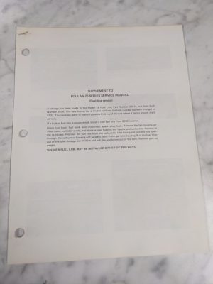 Supplement Service Repair Manual Poulan 25 Series Chain Saw Fuel Line Service