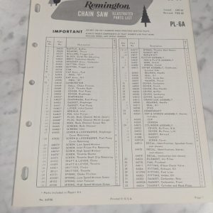 Oem Remington Illustrated Parts List Manual Chain Saw Cs-35 Pl-6A 1968