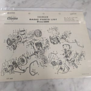 Oem Clinton Engines Chain Saw Basic Service Parts List Manual 1962 D65-1000