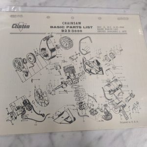 Oem Clinton Engines Chain Saw Basic Service Parts List Manual 1972 D25-3000