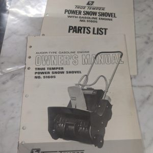 True Temper Owner'S Service Manual Parts List Power Snow Shovel #51605