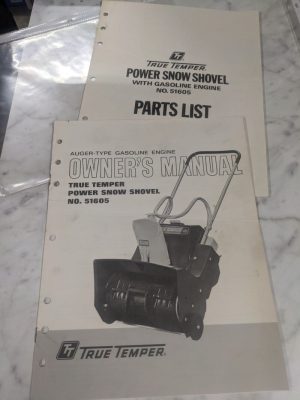 True Temper Owner'S Service Manual Parts List Power Snow Shovel #51605