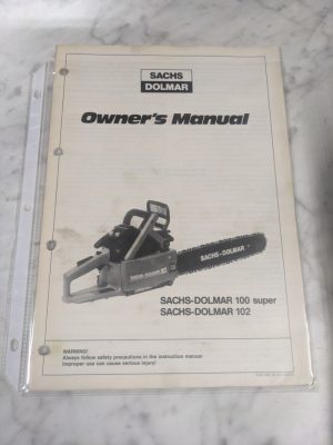Sachs-Dolmar Owner'S Service Manual Parts List Chain Saw 100 Super 102