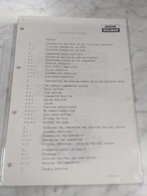 Sachs-Dolmar Service Manual Parts List Chain Saw Carburetors Tillotson