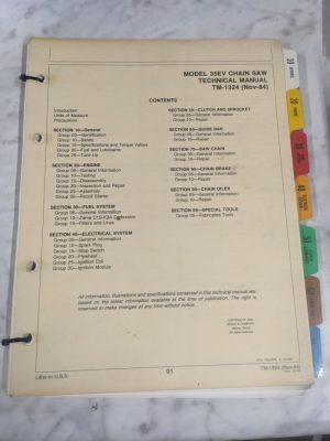 John Deere Model 35Ev Chain Saw Technical Service Manual Tm-1324 1984 Jd