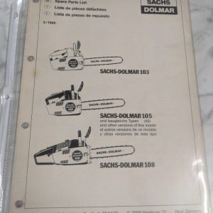Sachs-Dolmar Spare Service Parts List Book Manual Chain Saw 103 105 108 1986