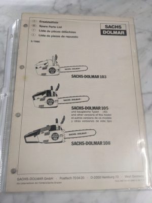 Sachs-Dolmar Spare Service Parts List Book Manual Chain Saw 103 105 108 1986