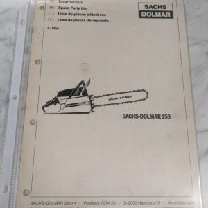 Sachs-Dolmar Spare Service Parts List Book Manual Chain Saw 153 1986