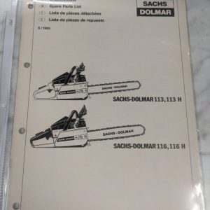Sachs-Dolmar Spare Service Parts List Book Manual Chain Saw 113 116 H 1985