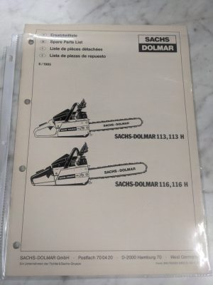 Sachs-Dolmar Spare Service Parts List Book Manual Chain Saw 113 116 H 1985