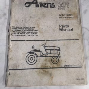 Ariens 931 Series Gt Hydrostatic Garden Tractor Service Parts List Manual