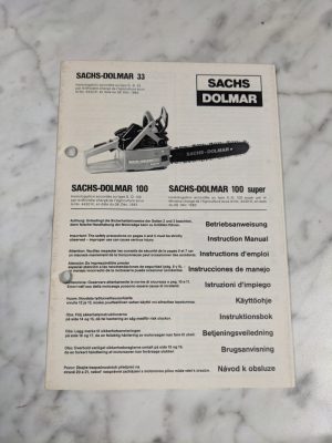 Sachs-Dolmar Operator Instruction Manual Chain Saw #100 Super 33