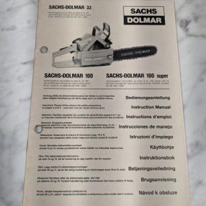 Sachs-Dolmar Operator Instructions Manual Chain Saw #100 Super 33