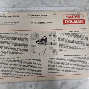 Sachs-Dolmar Operator Instructions Manual Gas Chain Saw Models