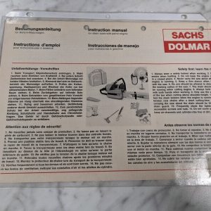 Sachs-Dolmar Operator Instructions Manual Petrol Chain Saw Models