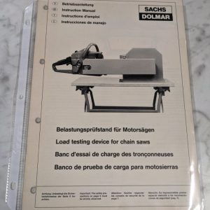 Sachs-Dolmar Instruction Manual Chain Saw Load Testing Device