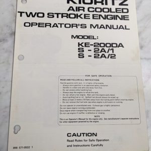 Kioritz Echo Two Stroke Air Cooled Engine Operator'S Manual Ke-200Da S-2A/1/2