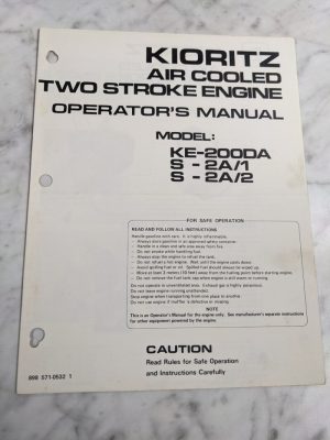 Kioritz Echo Two Stroke Air Cooled Engine Operator'S Manual Ke-200Da S-2A/1/2