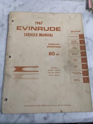 Evinrude Service Repair Manual 1967 Starflite Speedifour 80 Hp Ouboard 80782