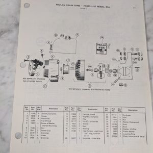 Poulan Chain Saws Illustrated Parts List Book Manual Catalog Model 53A 1971