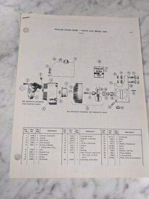 Poulan Chain Saws Illustrated Parts List Book Manual Catalog Model 53A 1971