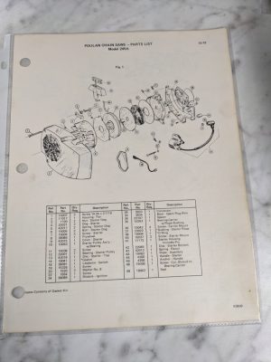 Poulan Chain Saws Illustrated Parts List Book Manual Catalog Model 245A 1978