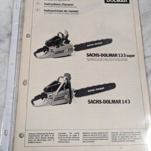 Sachs Dolmar Instruction Operator Service Manual Chain Saw 133 Super 143