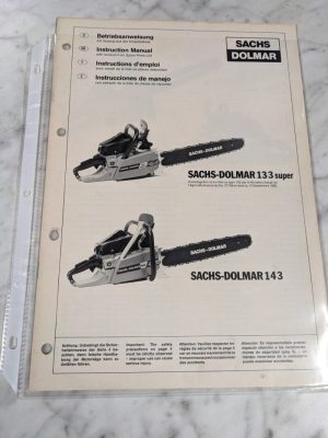 Sachs Dolmar Instruction Operator Service Manual Chain Saw 133 Super 143