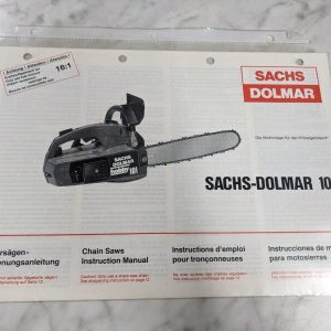 Sachs Dolmar Instruction Operator Service Manual Chain Saw 101