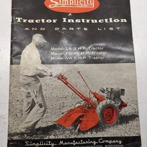Simplicity Tractor Instruction Parts List La Fa Va Walking Manual Book Vintage
