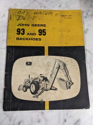John Deere Jd 93 95 Backhoes Service Parts List Book Manual Catalog Pl-U16161U