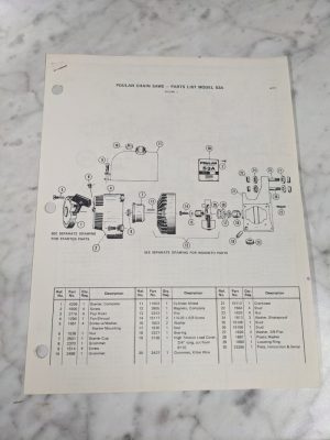 Poulan Chain Saws Illustrated Service Parts List Manual Catalog Model 53A 1971