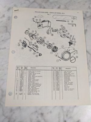 Poulan Chain Saws Illustrated Service Parts List Manual Catalog Model 25-D 1971