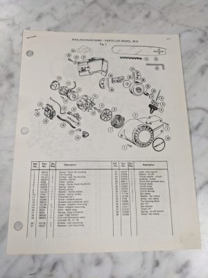 Poulan Chain Saws Illustrated Service Parts List Manual Book Model 25-D 1971
