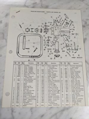 Poulan Illustrated Service Parts List Manual Catalog Chainsaws Model 92 1970
